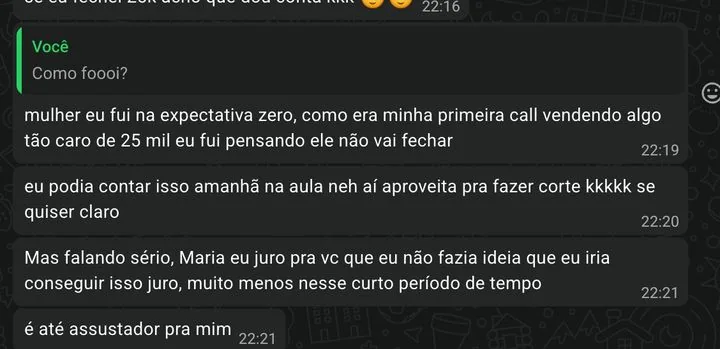 Depoimento: primeira call de 25 mil